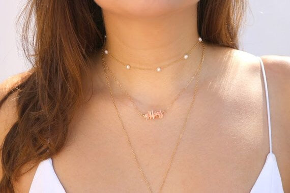 Freshwater Pearl Tin Cup Choker Necklace | 14K Gold Filled Station Chain